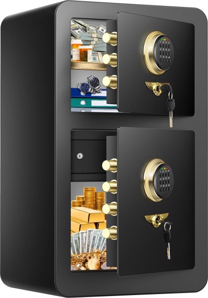 Large Home Safe Fireproof Waterproof with [DOUBLE SAFES], Heavy Duty Fireproof Safe Box with [Hidden Lock Box], Fireproof Safe for Home Documents Business Office USE